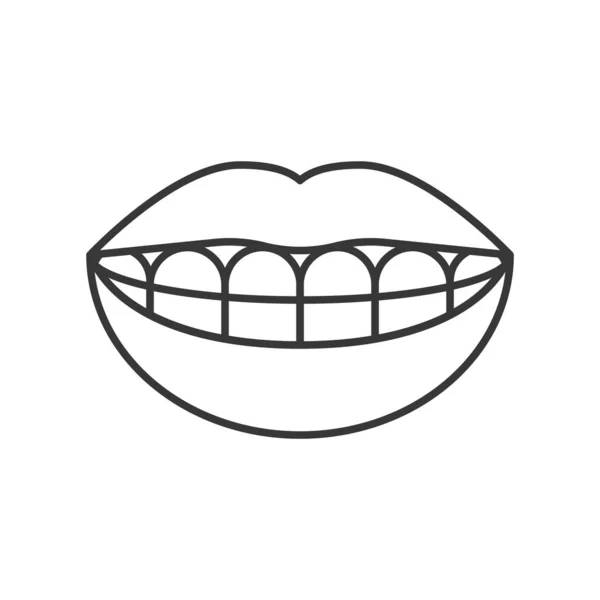 Gigi Sehat Dengan Bibir Pada Latar Belakang Putih - Stok Vektor