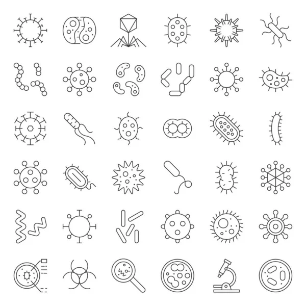 Vectorillustratie Van Set Verschillende Bacterie Geïsoleerd Witte Achtergrond — Stockvector