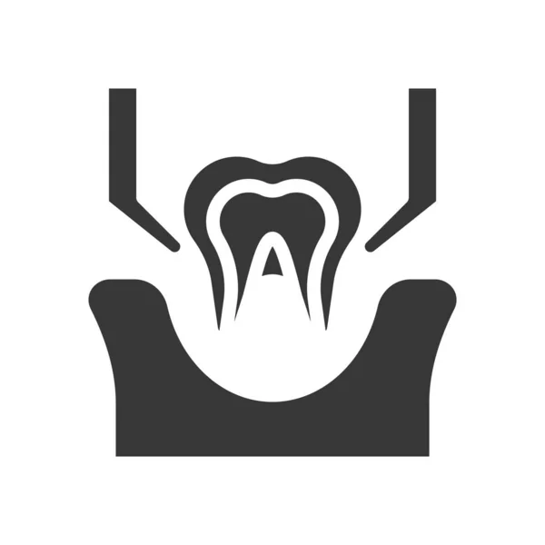 Extracción Dientes Esquema Simple Icono Conjunto Cuidado Dental — Archivo Imágenes Vectoriales