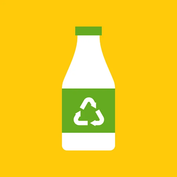 Recycler Panneau Sur Bouteille Plastique Isolé Sur Blanc Concept Protection — Image vectorielle