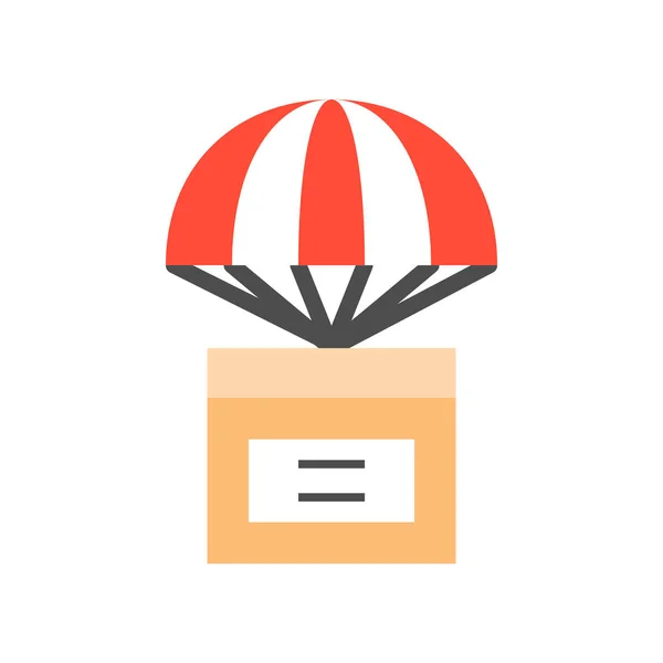 Boîte Avec Icône Simple Parachute Illustration Vectorielle Concept Logistique — Image vectorielle