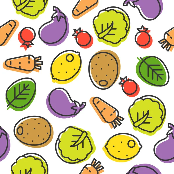 Υγιή Κινέζικο Λάχανο Μελιτζάνες Λεμόνια Ντομάτες Πατάτες Και Καρότα Λευκό — Διανυσματικό Αρχείο