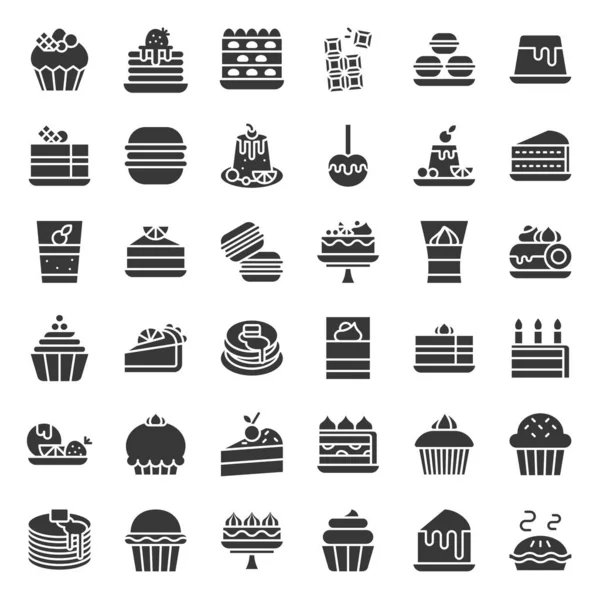 Dulces Postre Icono Contorno Lleno — Vector de stock