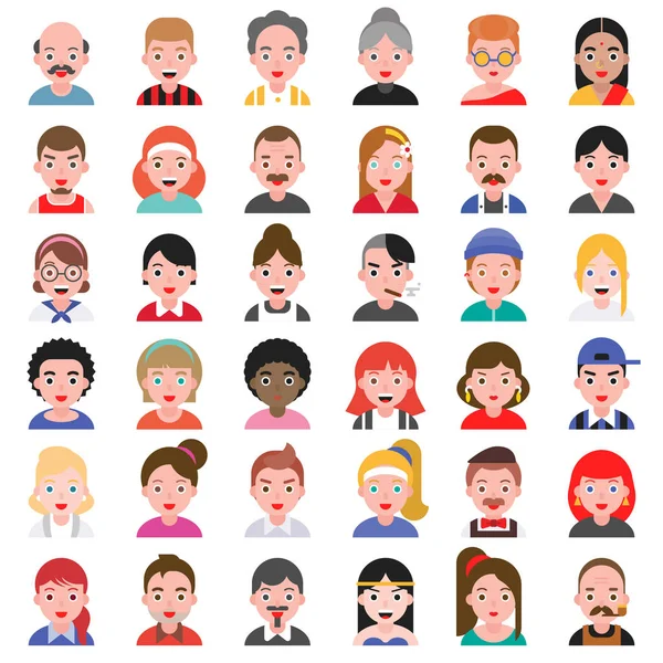 Conjunto Personas Multiculturales Avatares Aislados Blanco — Vector de stock