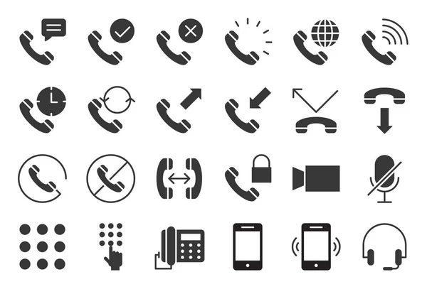 Vector Basic Phones Call Icons Set Vector Illustration — Stock Vector
