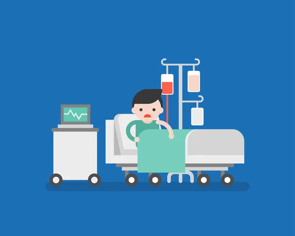 Banner Simples Com Paciente Doente Hospital Ilustração Vetorial —  Vetores de Stock