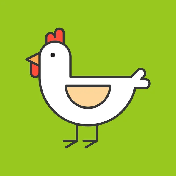 Изолированный Рисунок Курицы Зеленом Фоне — стоковый вектор