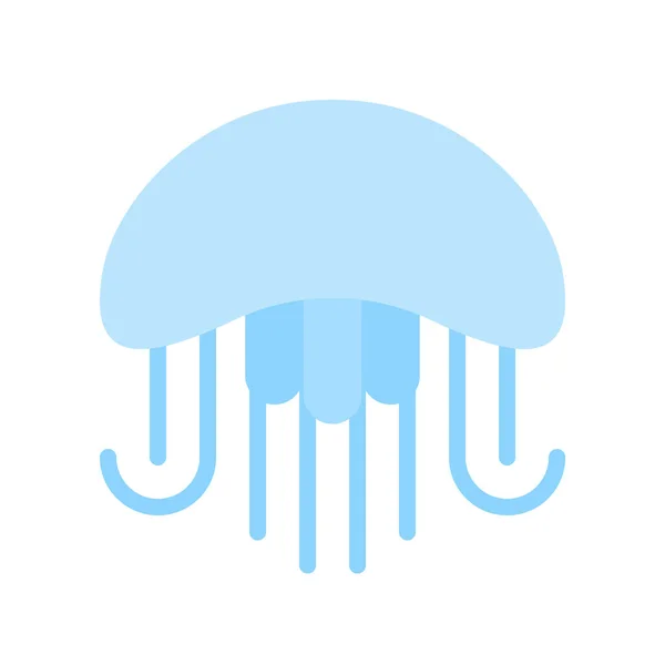 Blue Jelly Fish Summertime Beach Flat Icon — Stock Vector