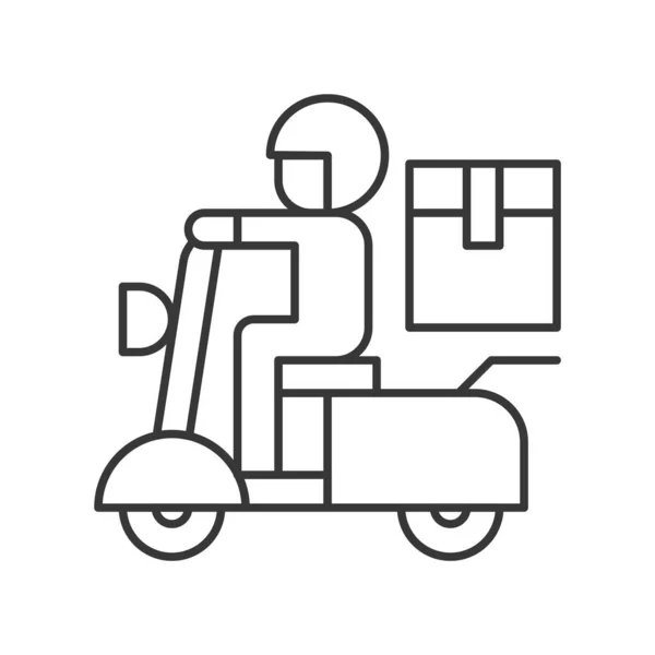 Levering Man Scooter Eenvoudig Pictogram Vector Illustratie Logistieke Concept — Stockvector