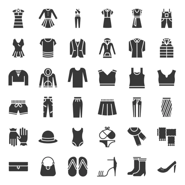 Vector Clothing Icons Set Thin Line — Stock Vector