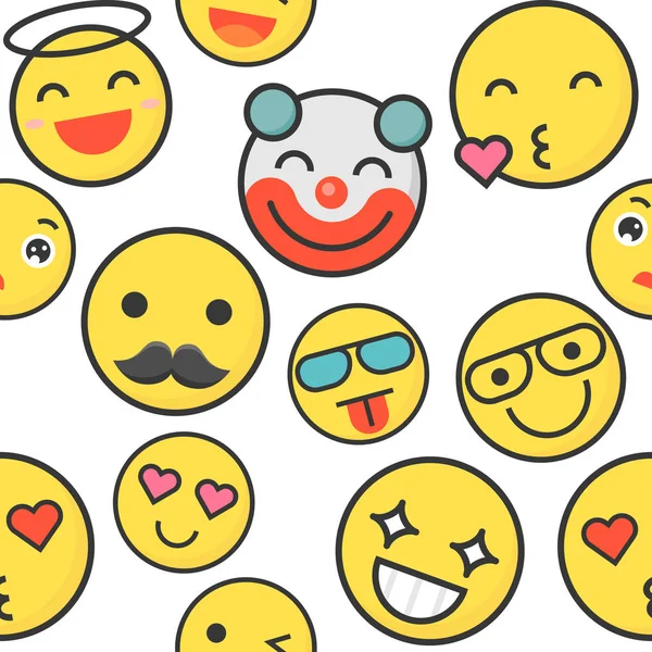 Sammlung Verschiedenfarbiger Emojis Mit Emotionen Isoliert Auf Weiß — Stockvektor