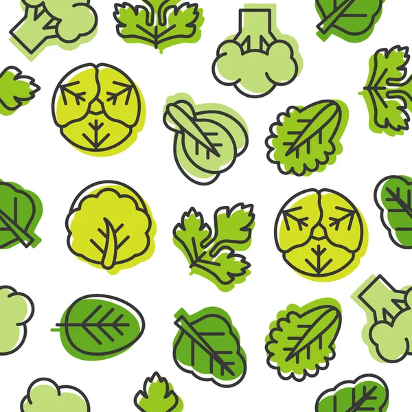 Green Vegetable Pattern White Background — Stock Vector