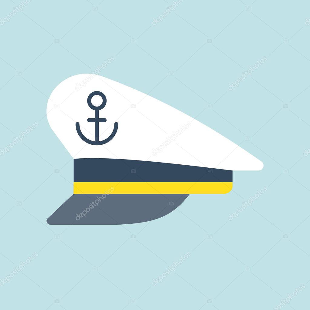 simple icon of captain hat, vector illustration, nautical concept