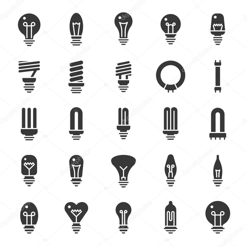 set of different lightbulbs isolated on white