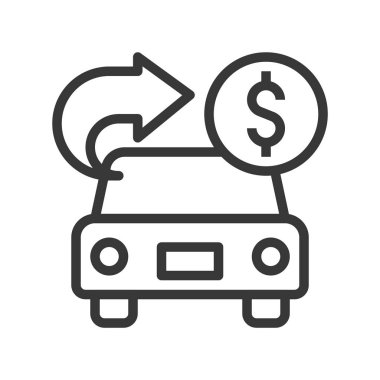 araba ve dolar işareti, vektör çizim basit simgesi