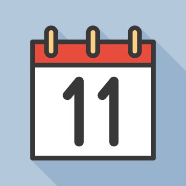 Takvim basit simge vektör çizim ve ayın 11 tarihi ile