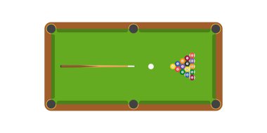 yeşil bilardo masası üzerinde beyaz izole üstten görünüm