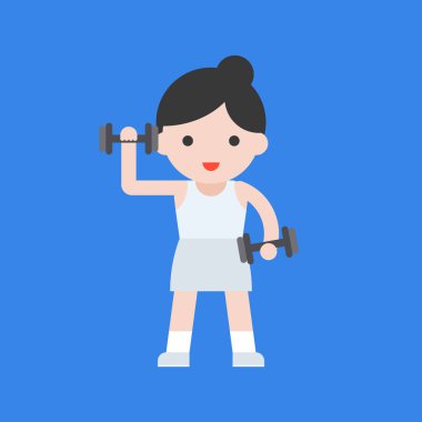 sevimli karakter ve dumbell set, düz tasarım kaldırma ağırlık