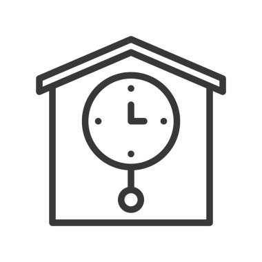 black clock in shape of birdhouse isolated on white