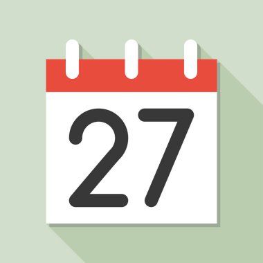 Takvim basit simge vektör çizim ve ayın 27 tarihi ile