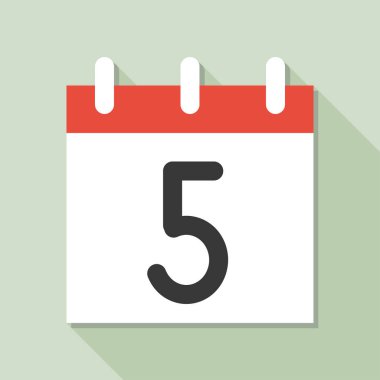simple icon of calendar with 5 date of month, vector illustration