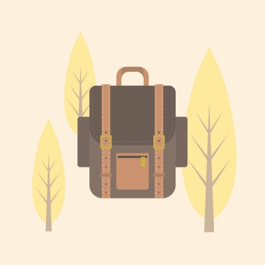 sırt çantası simgesini, düz tasarlamak vektör