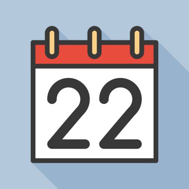 Takvim basit simge vektör çizim ve ayın 22 tarihi ile