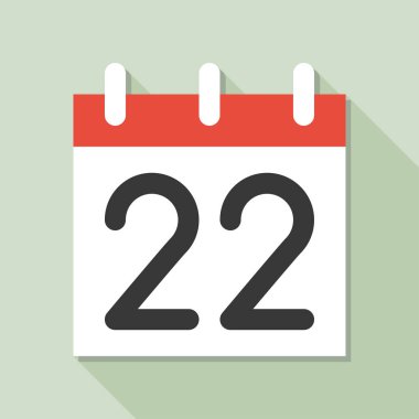 Takvim basit simge vektör çizim ve ayın 22 tarihi ile