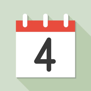 Takvim basit simge vektör çizim ve ayın 4 tarihi ile