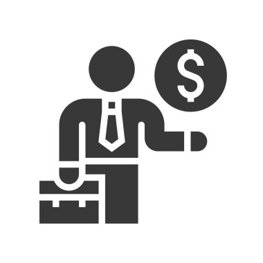 dolar işareti, vektör çizim olan işadamı basit simgesi