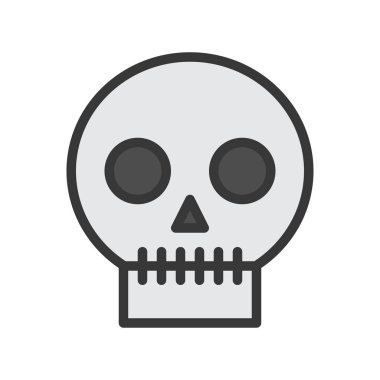 insan kafatası, Cadılar Bayramı simge karakter düzenlenebilir konturu