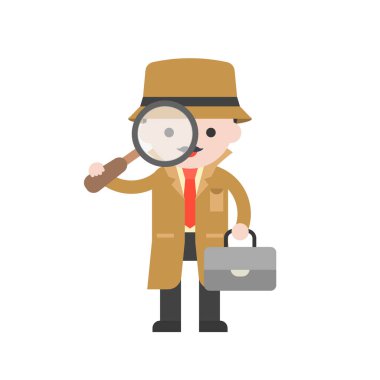 Dedektif beyaz arka plan üzerinde vektör çizim