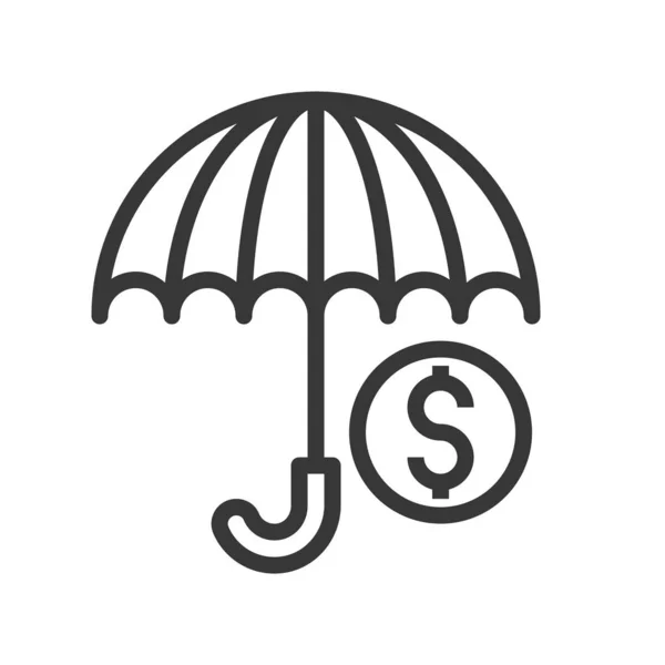 Simple Icon Umbrella Dollar Sign Vector Illustration — Stock Vector