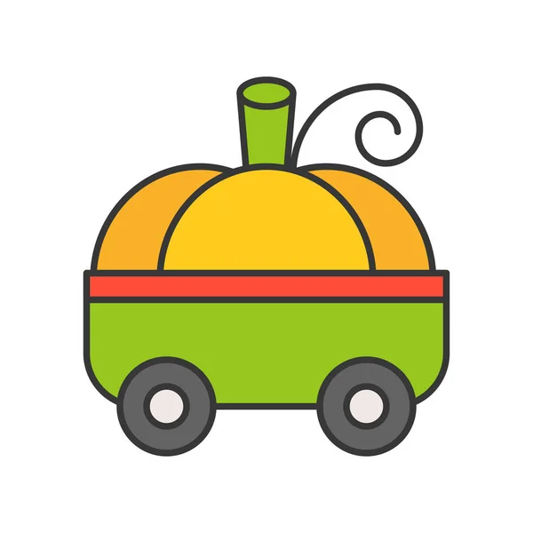 Причудливый Автомобиль Тыквы Иконка Хэллоуина Заполненный Дизайн Наброска Редактируемый Ход — стоковый вектор