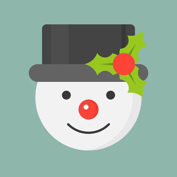 Sneeuwpop Platte Pictogram Kerstthema Instellen — Stockvector