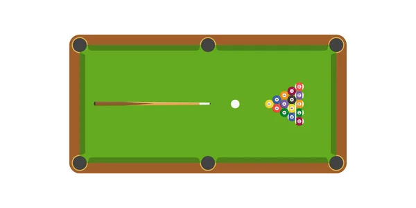 Top View Green Billiard Table Isolated White — Stock Vector