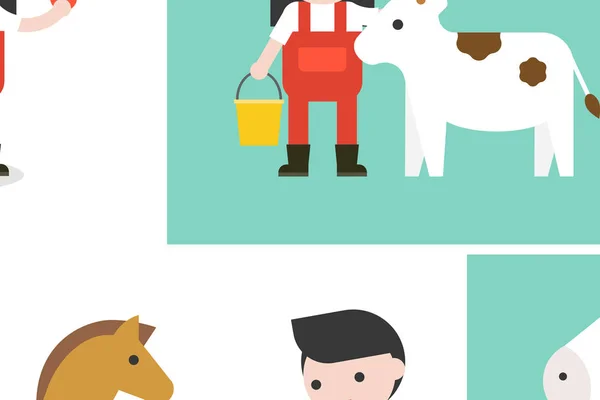 Vector Illustratie Van Hand Getekende Boerderij Elementen — Stockvector