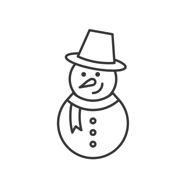 Сніговик Контур Значок Зимова Різдвяна Тема — стоковий вектор
