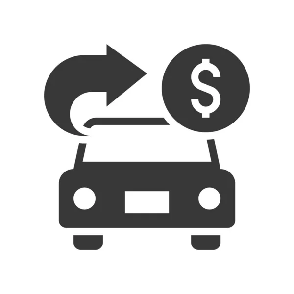 車とドル記号 ベクター画像のシンプルなアイコン — ストックベクタ