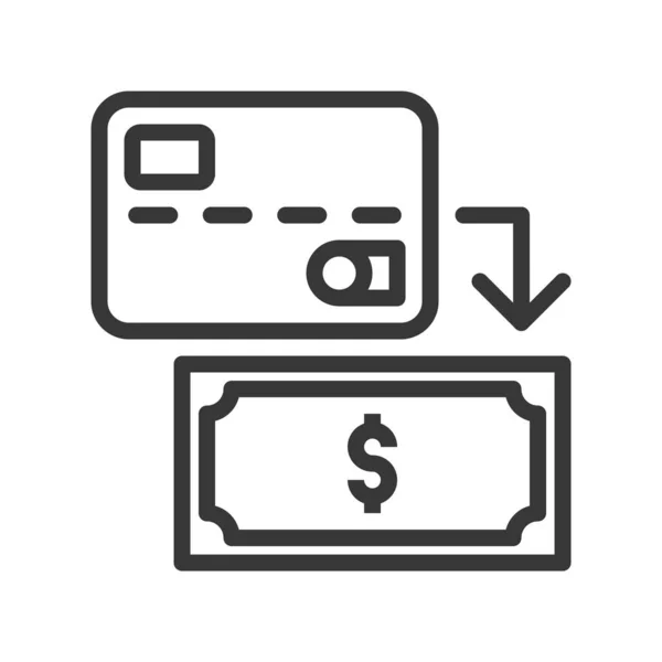 Simple Icon Credit Card Dollar Bill Vector Illustration — Stock Vector