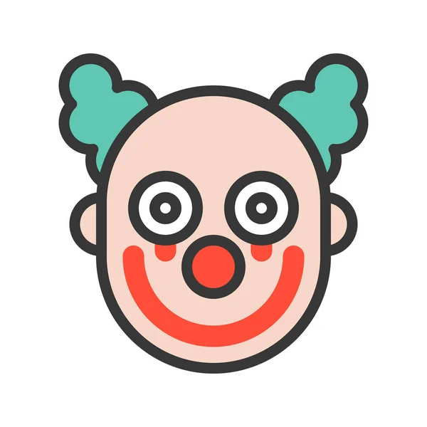 Enge Clown Joker Met Bloedend Gezicht Halloween Pictogram — Stockvector