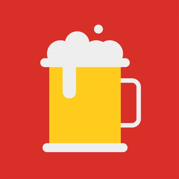 Vector Ilustración Taza Con Cerveza Sobre Fondo Rojo — Vector de stock