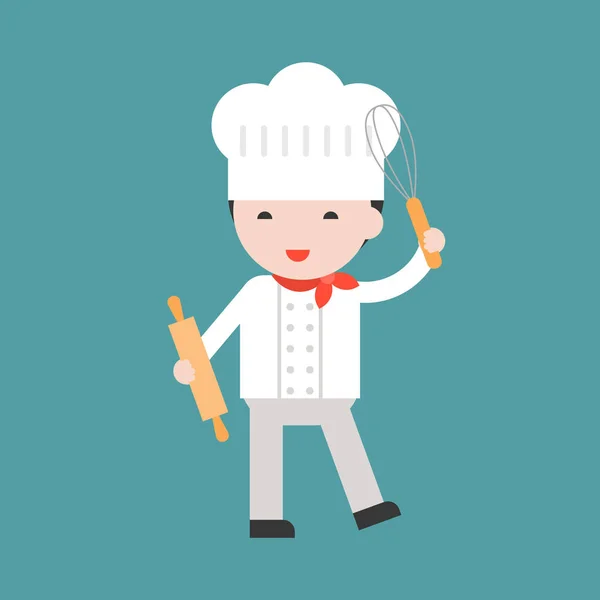 vector illustration of chef in white chef hat