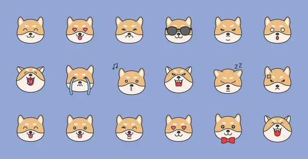 Shiba Inu Emoticon Vectorillustratie — Stockvector