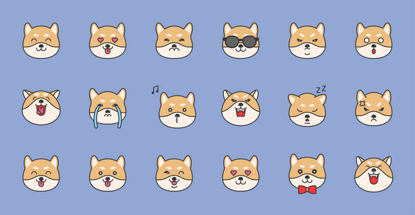 shiba inu emoticon vector illustration 