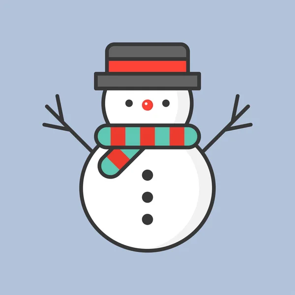 Muñeco Nieve Icono Contorno Lleno Para Tema Navidad — Vector de stock