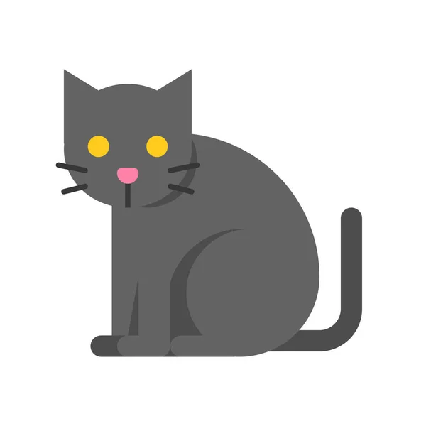 Svart Katt Halloween Relaterade Ikonen — Stock vektor