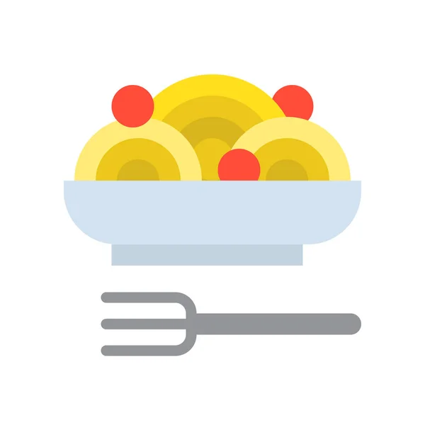 Illustration Vectorielle Déjeuner Coloré Avec Des Pâtes Dans Une Assiette — Image vectorielle