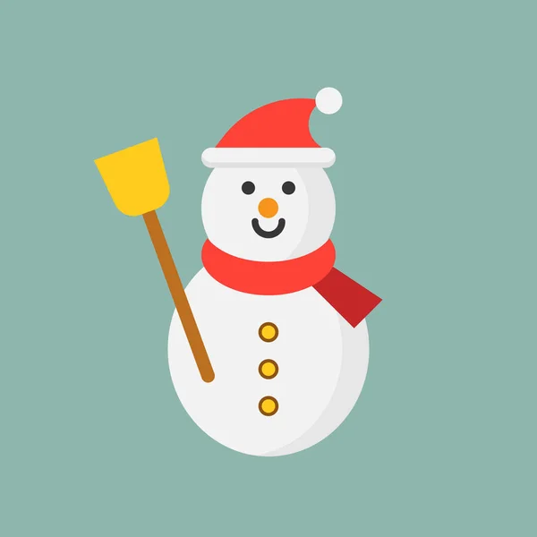 Muñeco Nieve Icono Plano Tema Navidad Conjunto — Vector de stock