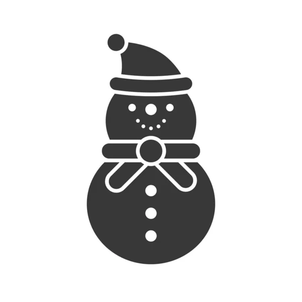 Snowman Christmas Winter Theme Glyph Style — Stock Vector